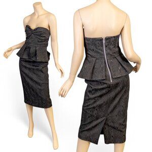 VERONICA BEARD Black Strapless Jacquard Allyson Dress  Size 6 NWT